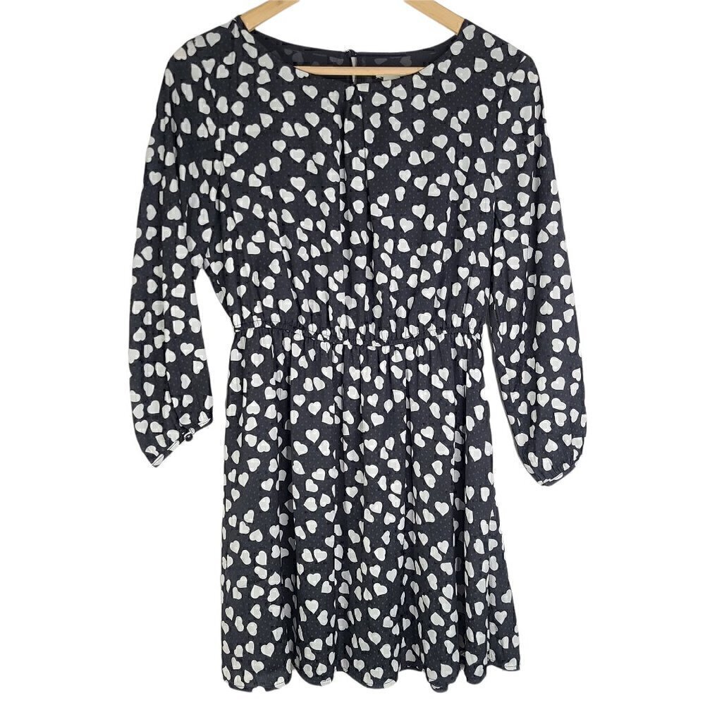 Forever 21 Black & White Heart Print Swing Dress